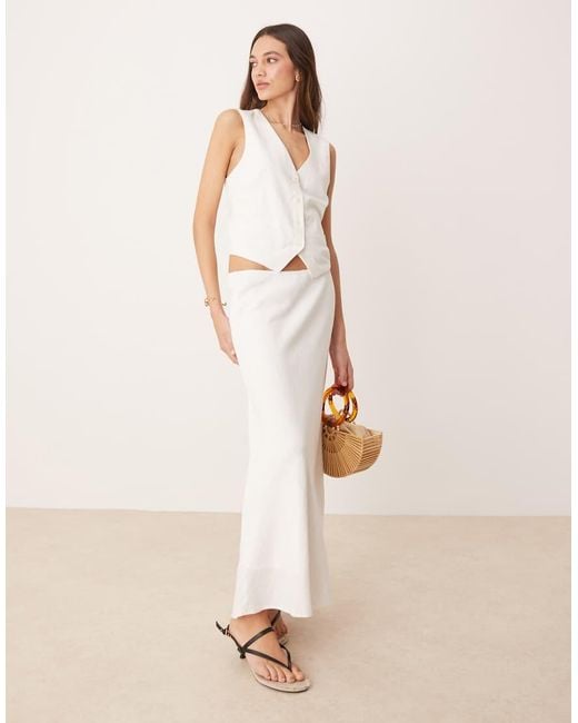 Abercrombie & Fitch Natural Bias Cut Linen Blend Maxi Skirt