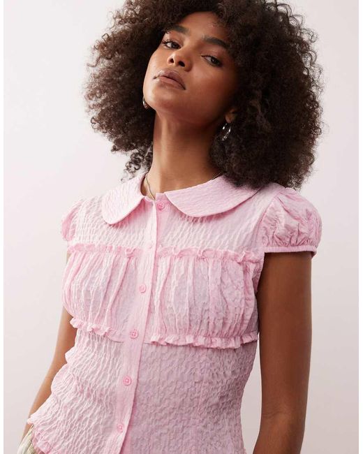 Collusion Pink Textured Fitted Shirt