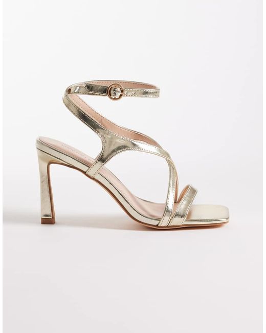 London Rebel White Elin Heeled Strappy Sandal