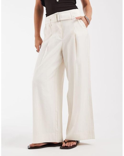 Only Petite White High Waist Wide Leg Tailored Trouser