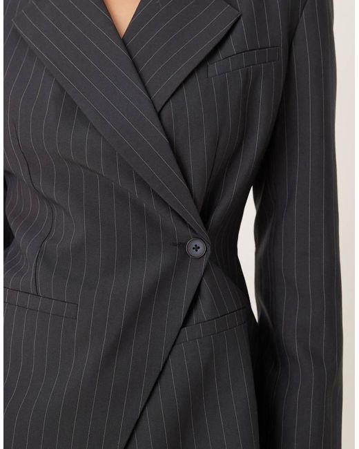 ASOS Black Tailored Nipped Waist Blazer With Cut-away Hem