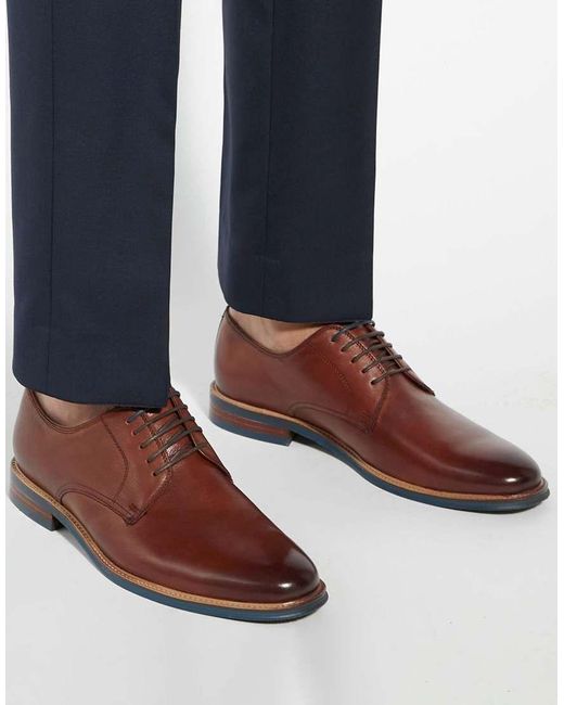 Dune Brown Wide Fit Stanleyy Wf Lace Up Shoes for men