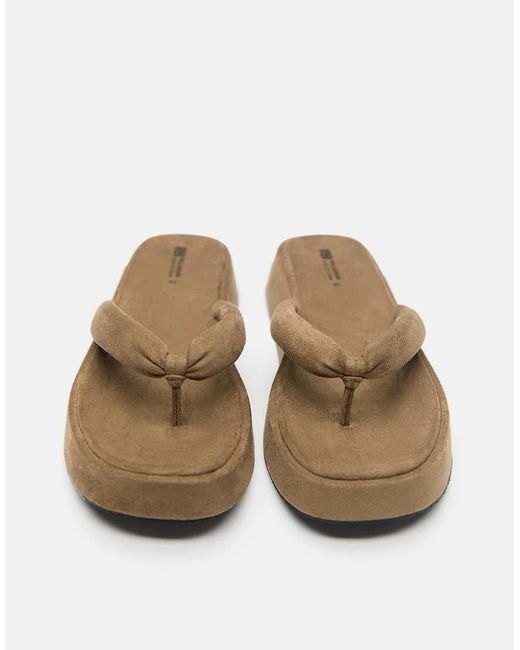 Pull&Bear Green Chunky Flat Slider Sandals