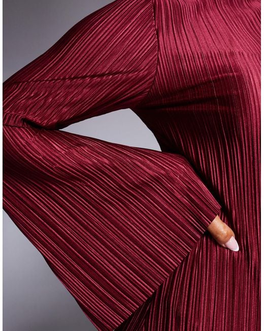 ASOS Red – langärmliges, plissiertes minikleid