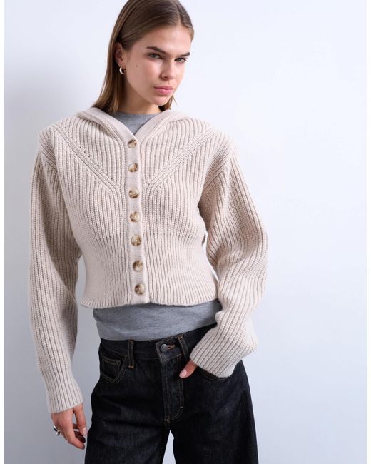 TOPSHOP White – kapuzenjacke aus strick