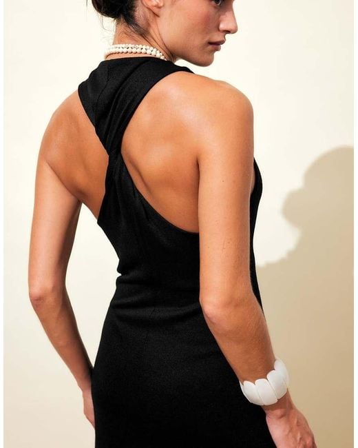 NA-KD Black Twist Back Maxi Dress