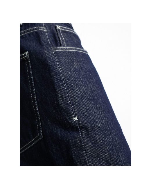 X014 - jean à taille mi-haute coupe antifit en denim brut Collusion pour homme en coloris Blue