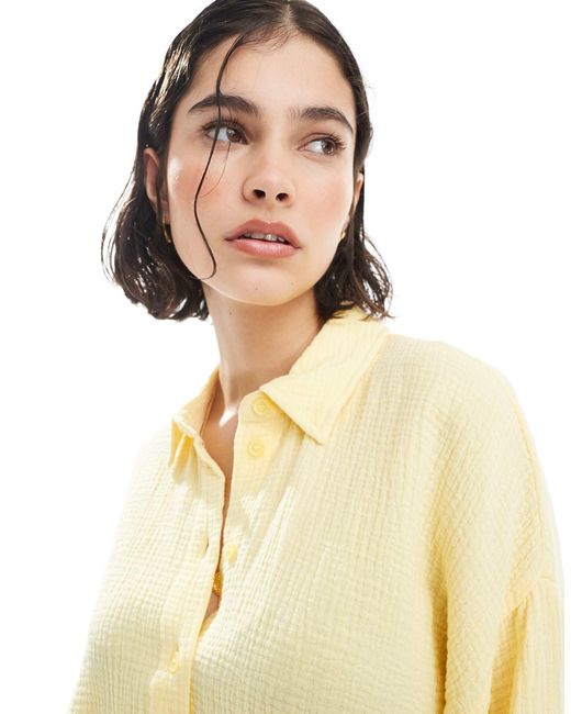 Chemise d'ensemble courte et texturée - pâle Vero Moda en coloris Yellow