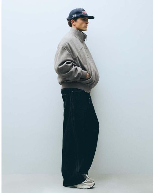 Bershka Blue Wool-blend Bomber Jacket for men