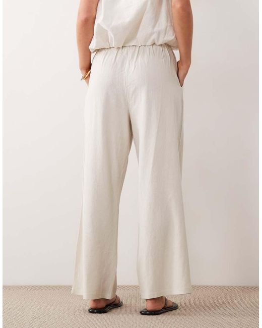 Miss Selfridge Natural Linen Look Pull-on Pants