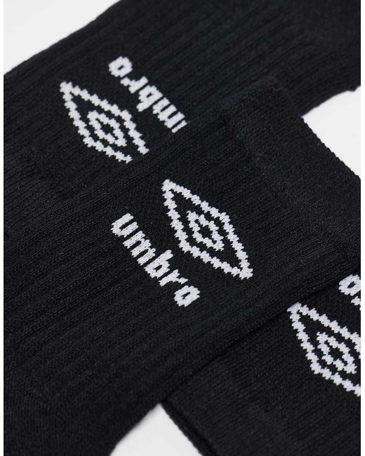 Umbro Black 3 Pack Crew Socks