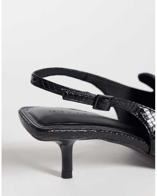 ASOS Black Sundae Slingback Kitten Heeled Loafers