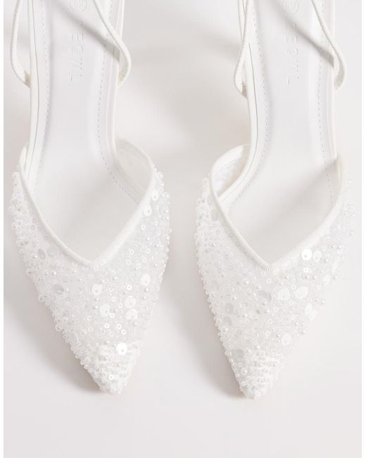 SEQWL White Salado Sling Back Embelished Heeled Shoe
