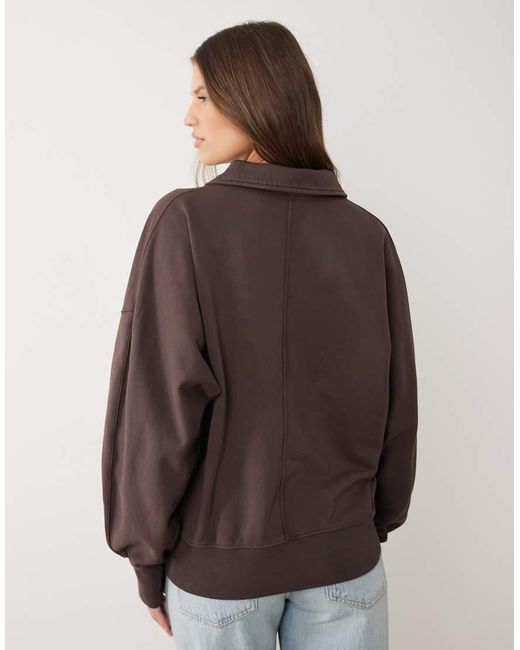 ARKET Brown Pure Cotton Long Sleeve Rugby Polo Sweat