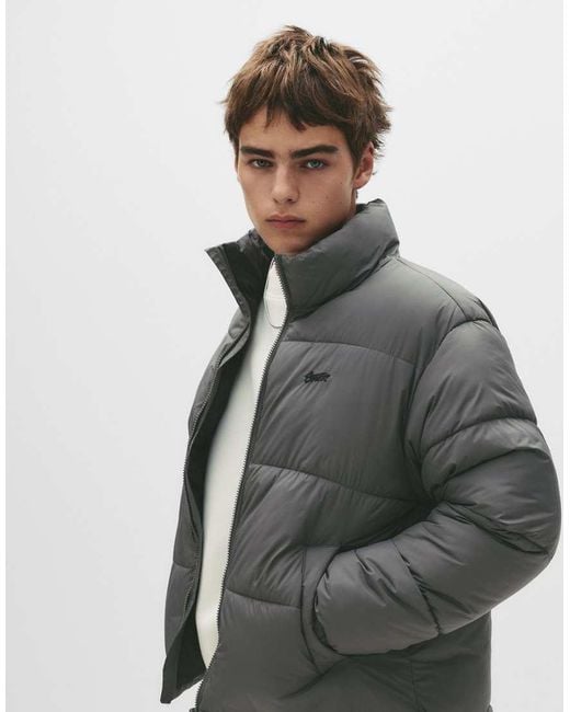 Pull&Bear Gray Stwd Hooded Puffer Jacket for men