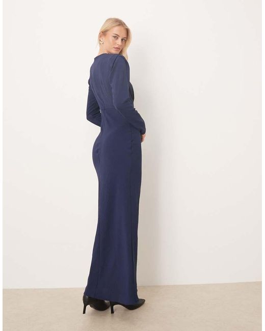 ASOS Blue Asos Design Tall Satin Slip Bias Bust Detail Maxi Dress