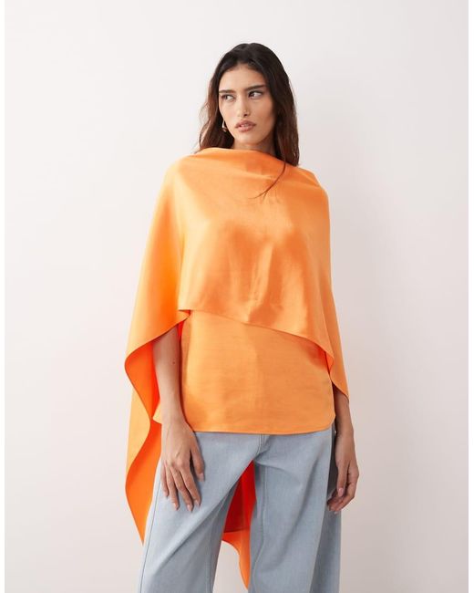 ARRANGE Orange Satin Underlay Cape Top
