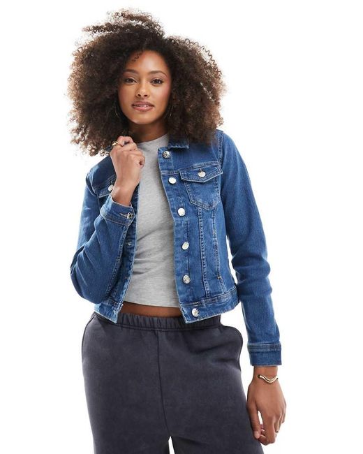 ONLY Blue Fitted Denim Jacket