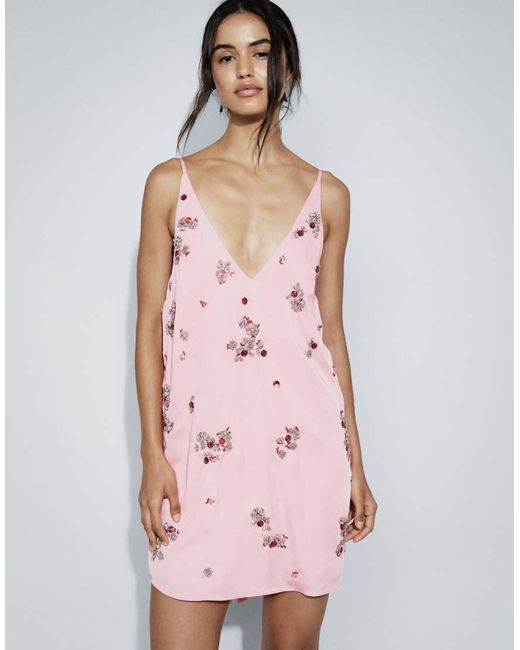 ASOS Pink Cluster Embellished Shift Mini Dress