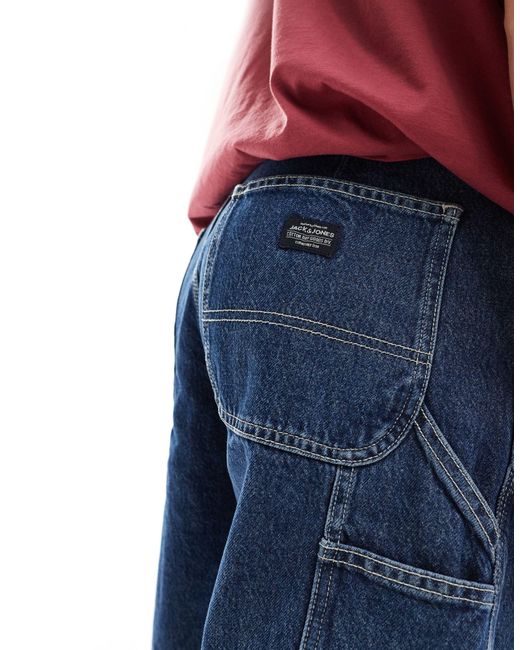 Jack & Jones – weite carpenter-jeansshorts in Blue für Herren
