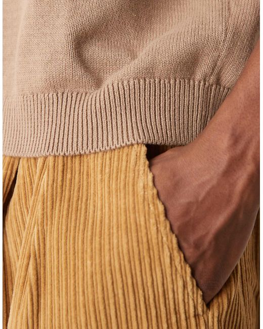 ASOS – locker geschnittenes, kastiges polohemd aus strick in Natural für Herren