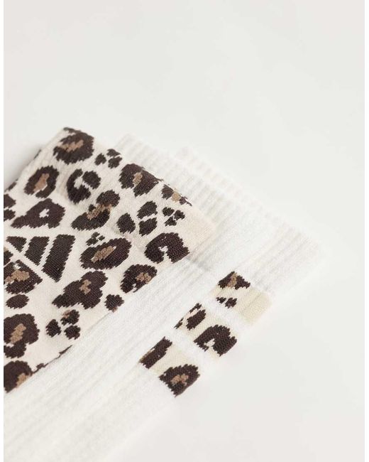 Adidas Originals White Adidas Training Leopard Print Crew Socks 3 Pack for men