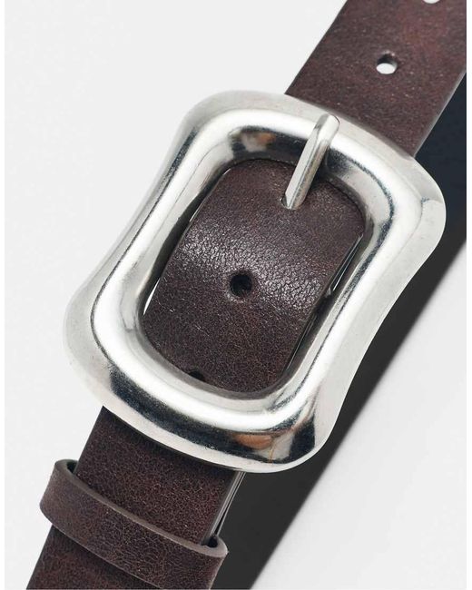 Pull&Bear Blue Rectangular Buckle Belt