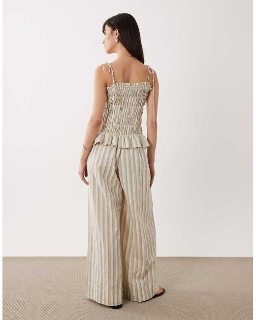 ASOS Natural Shirred Peplum Jumpsuit