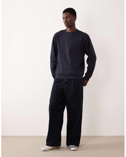 ASOS Blue Heavyweight Ribbed Sweatshirt for men
