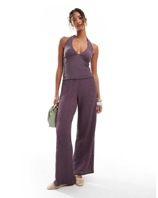 Pantalon texturé ample d'ensemble Pull&Bear en coloris Purple
