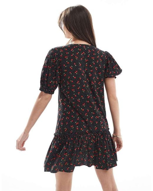 Miss Selfridge Black Printed Spun Smock Dress