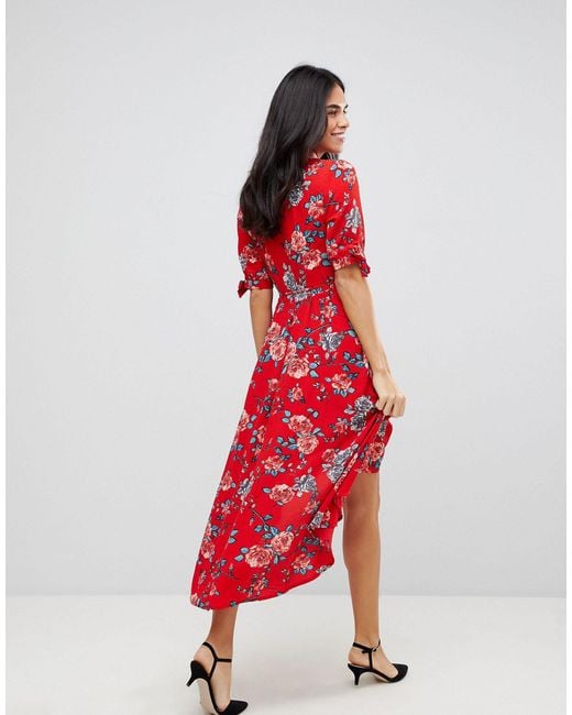 ax paris floral satin wrap dress