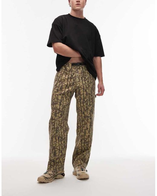 Gramicci Green Taos Patterned Canvas Straight Fit Pants for men