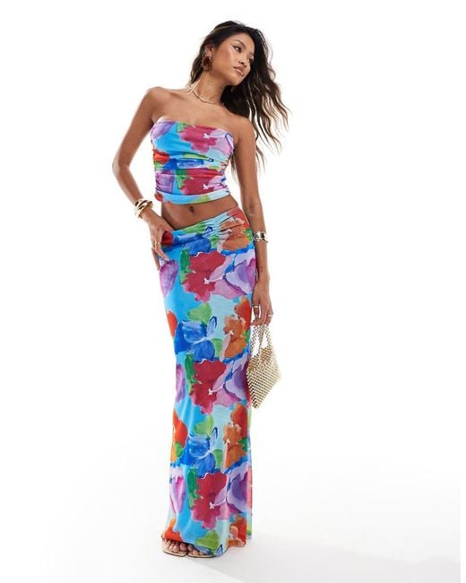 ASOS Blue Co-Ord Mesh Maxi Skirt