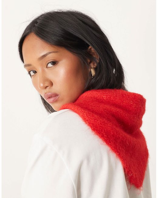 ASOS Red Knitted Small Triangle Scarf