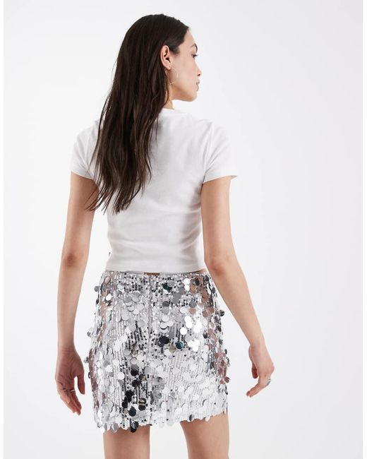 ASOS White Mixed Sequins Mini Skirt