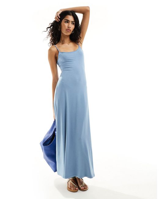 ASOS Blue Scoop Back Strappy Maxi Dress