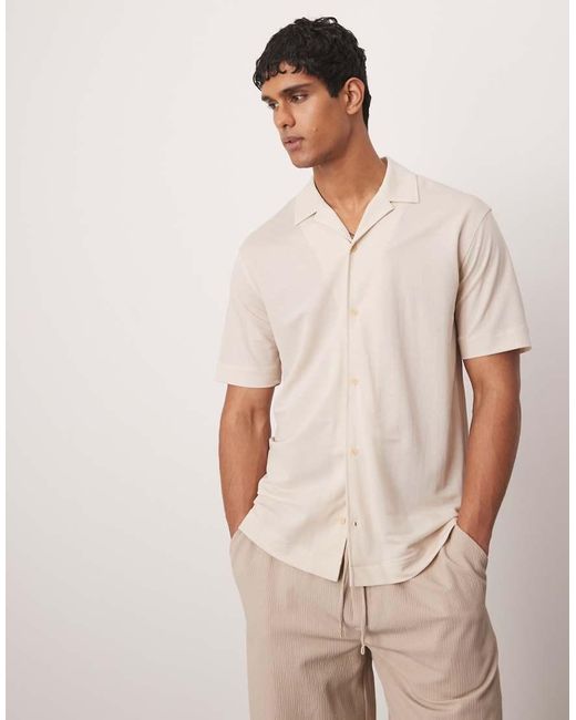 Camicia A Maniche Corte di Mango in Natural da Uomo