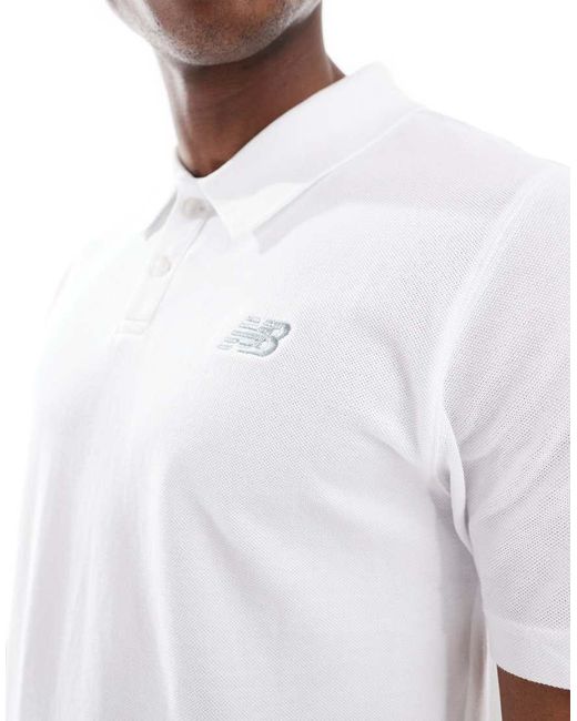 Polo De Piqué De Algodón De New Balance de hombre de color White