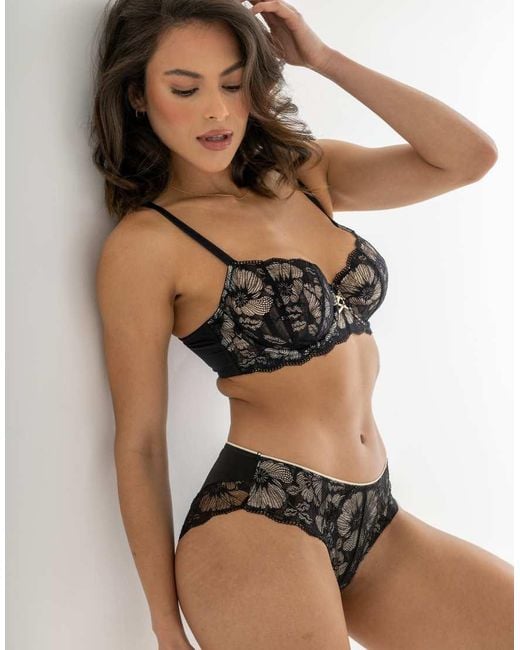 Pour Moi Black Atelier Lace Non Pad Underwired Balcony Bra
