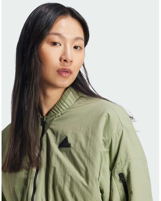 Adidas Green City Escape Padded Bomber Jacket