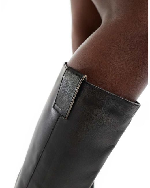 Schuh Black Doria Square Toe Chunky Riding Boots