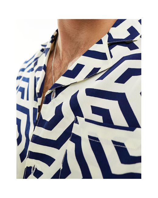 Another Influence Blue Beach Shirt Co Ord for men