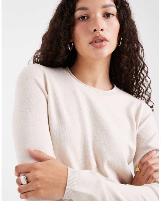 ONLY White Round Neck Knitted Top