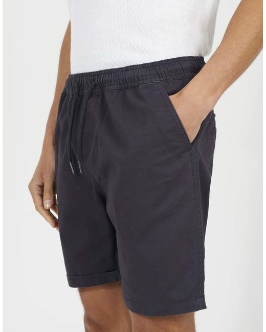 Brave Soul Blue Cotton Chino Shorts With Turn Up Hem for men
