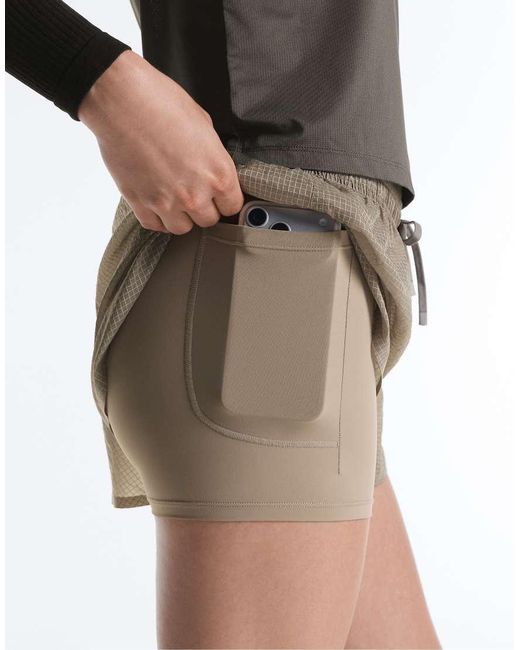 Oysho Gray Technical Mid Rise 2-In-1 Check Shorts