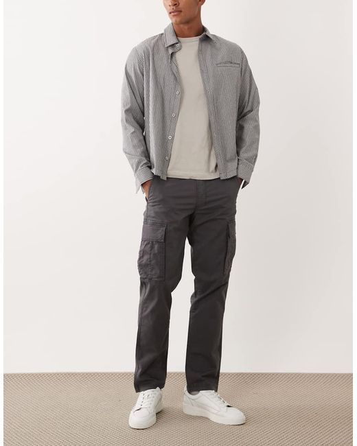 Jack & Jones Gray Straight Cargo Trousers for men