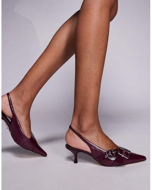 Steve Madden Purple Lezley Sling Back Kitten Heels With Buckle Details