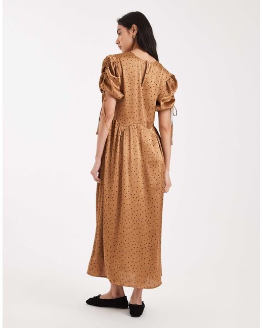 Wednesday's Girl Natural Print Tie-shoulder Midaxi Dress