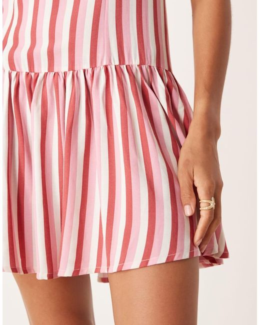 ASOS Pink Linen Blend Drop Waist Mini Dress